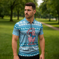 Pink Llama Christmas Zipper Polo Shirt Xmas Holiday Patterns - Wonder Print Shop