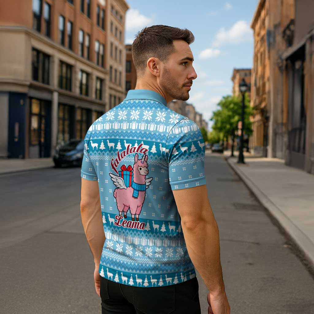 Pink Llama Christmas Zipper Polo Shirt Xmas Holiday Patterns - Wonder Print Shop