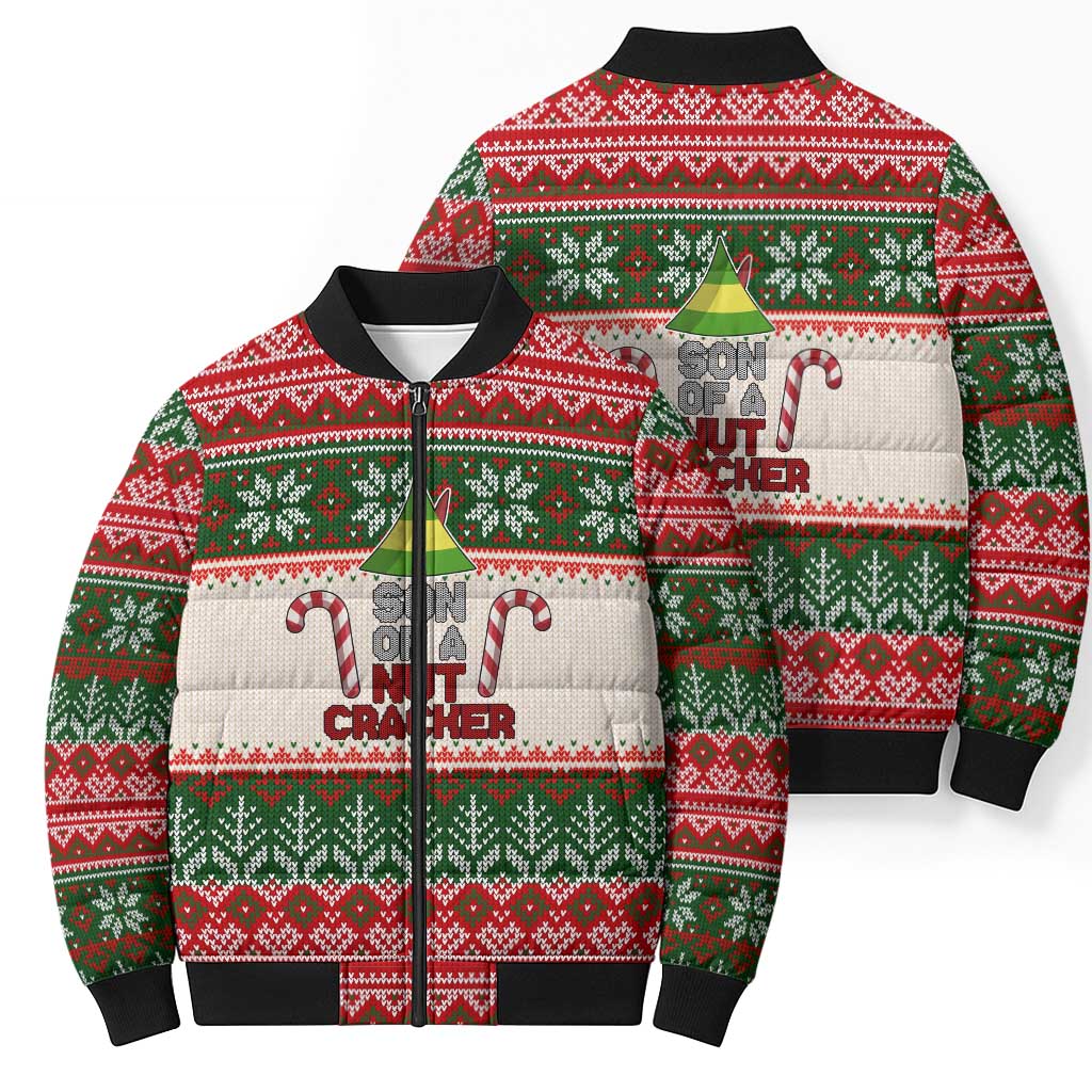 Son Of A Nut Cracker Christmas Bomber Puffer Jacket Xmas Holiday Patterns - Wonder Print Shop