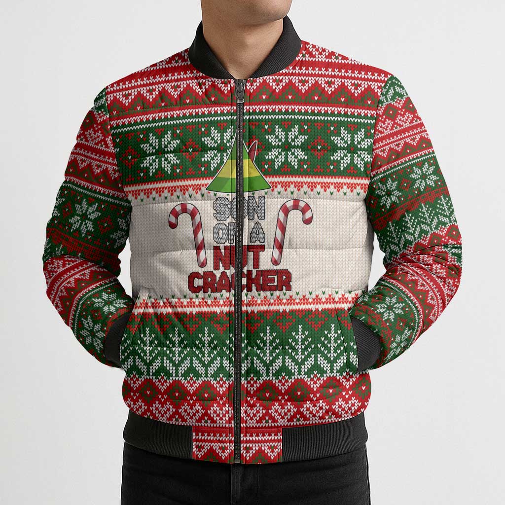 Son Of A Nut Cracker Christmas Bomber Puffer Jacket Xmas Holiday Patterns - Wonder Print Shop