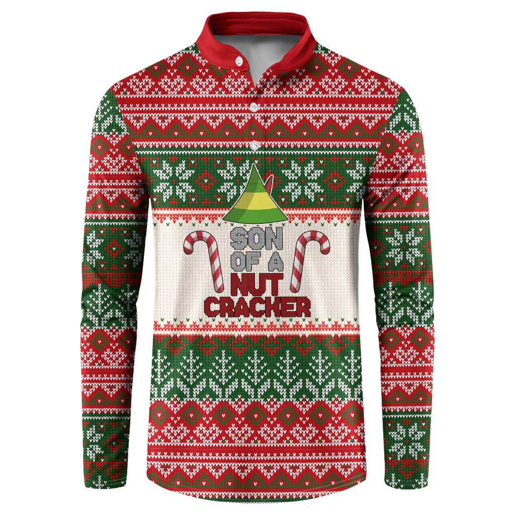 Son Of A Nut Cracker Christmas Button Sweatshirt Xmas Holiday Patterns - Wonder Print Shop