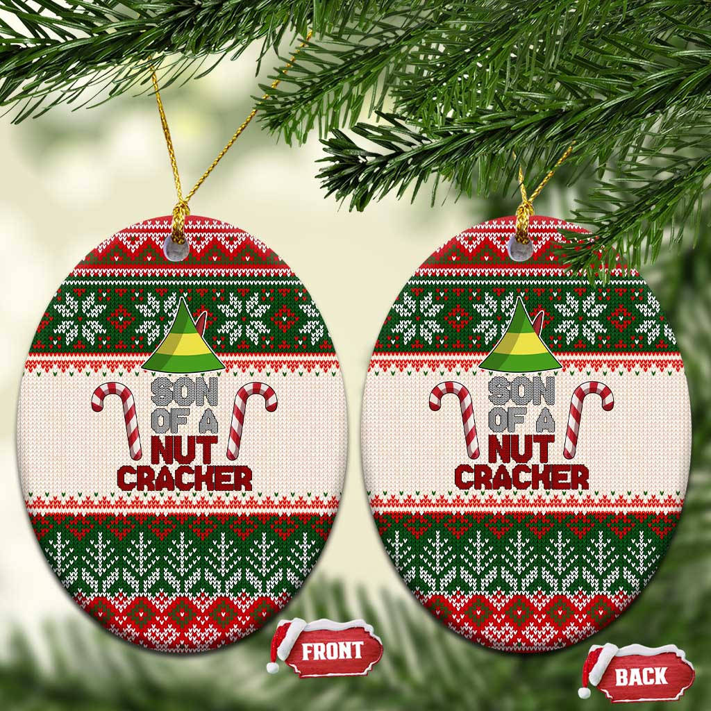 Son Of A Nut Cracker Christmas Ceramic Ornament Xmas Holiday Patterns - Wonder Print Shop