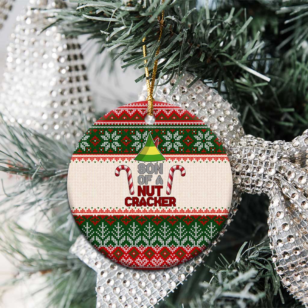 Son Of A Nut Cracker Christmas Ceramic Ornament Xmas Holiday Patterns - Wonder Print Shop