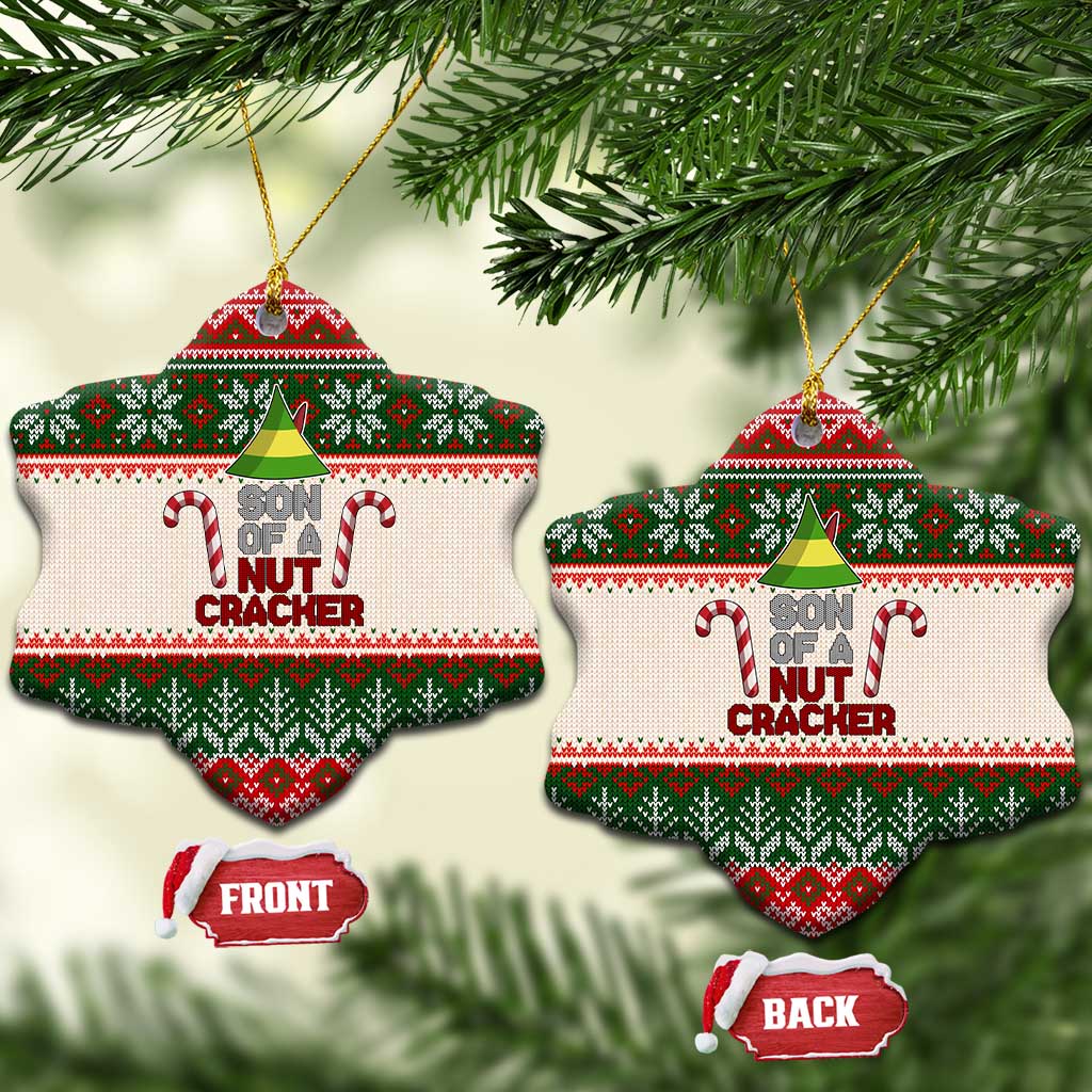 Son Of A Nut Cracker Christmas Ceramic Ornament Xmas Holiday Patterns - Wonder Print Shop