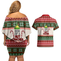 Son Of A Nut Cracker Christmas Couples Matching Off Shoulder Short Dress and Hawaiian Shirt Xmas Holiday Patterns - Wonder Print Shop