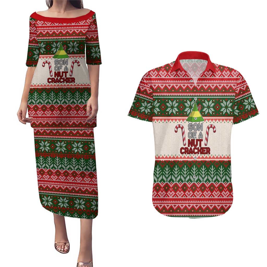 Son Of A Nut Cracker Christmas Couples Matching Puletasi and Hawaiian Shirt Xmas Holiday Patterns - Wonder Print Shop