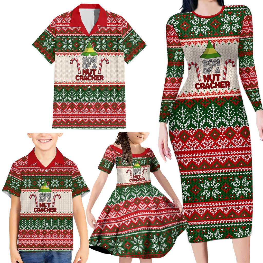 Son Of A Nut Cracker Christmas Family Matching Long Sleeve Bodycon Dress and Hawaiian Shirt Xmas Holiday Patterns - Wonder Print Shop