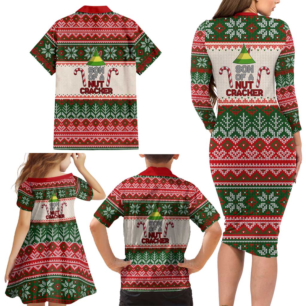 Son Of A Nut Cracker Christmas Family Matching Long Sleeve Bodycon Dress and Hawaiian Shirt Xmas Holiday Patterns - Wonder Print Shop