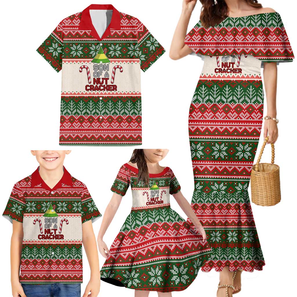 Son Of A Nut Cracker Christmas Family Matching Mermaid Dress and Hawaiian Shirt Xmas Holiday Patterns - Wonder Print Shop