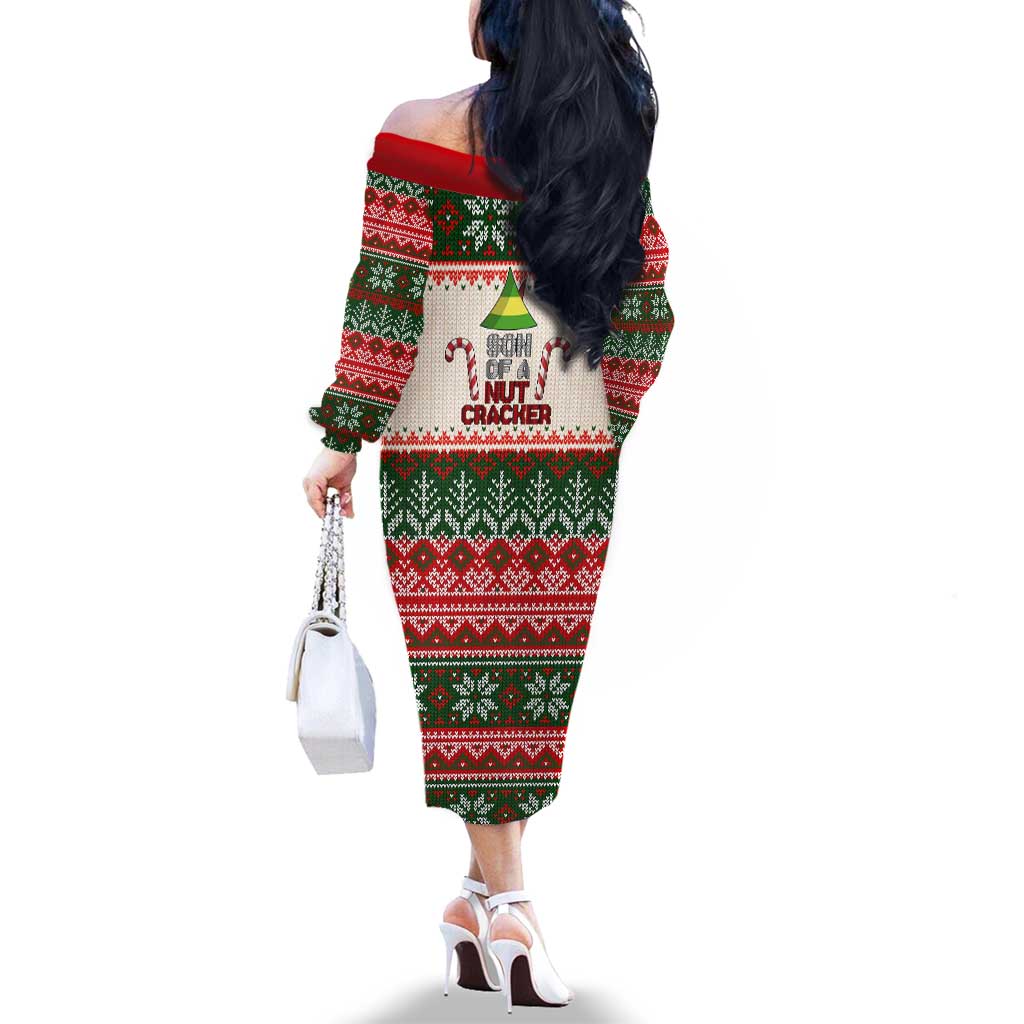 Son Of A Nut Cracker Christmas Family Matching Off The Shoulder Long Sleeve Dress and Hawaiian Shirt Xmas Holiday Patterns - Wonder Print Shop