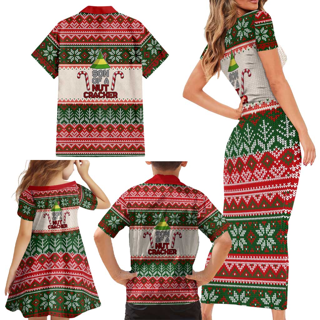 Son Of A Nut Cracker Christmas Family Matching Short Sleeve Bodycon Dress and Hawaiian Shirt Xmas Holiday Patterns - Wonder Print Shop