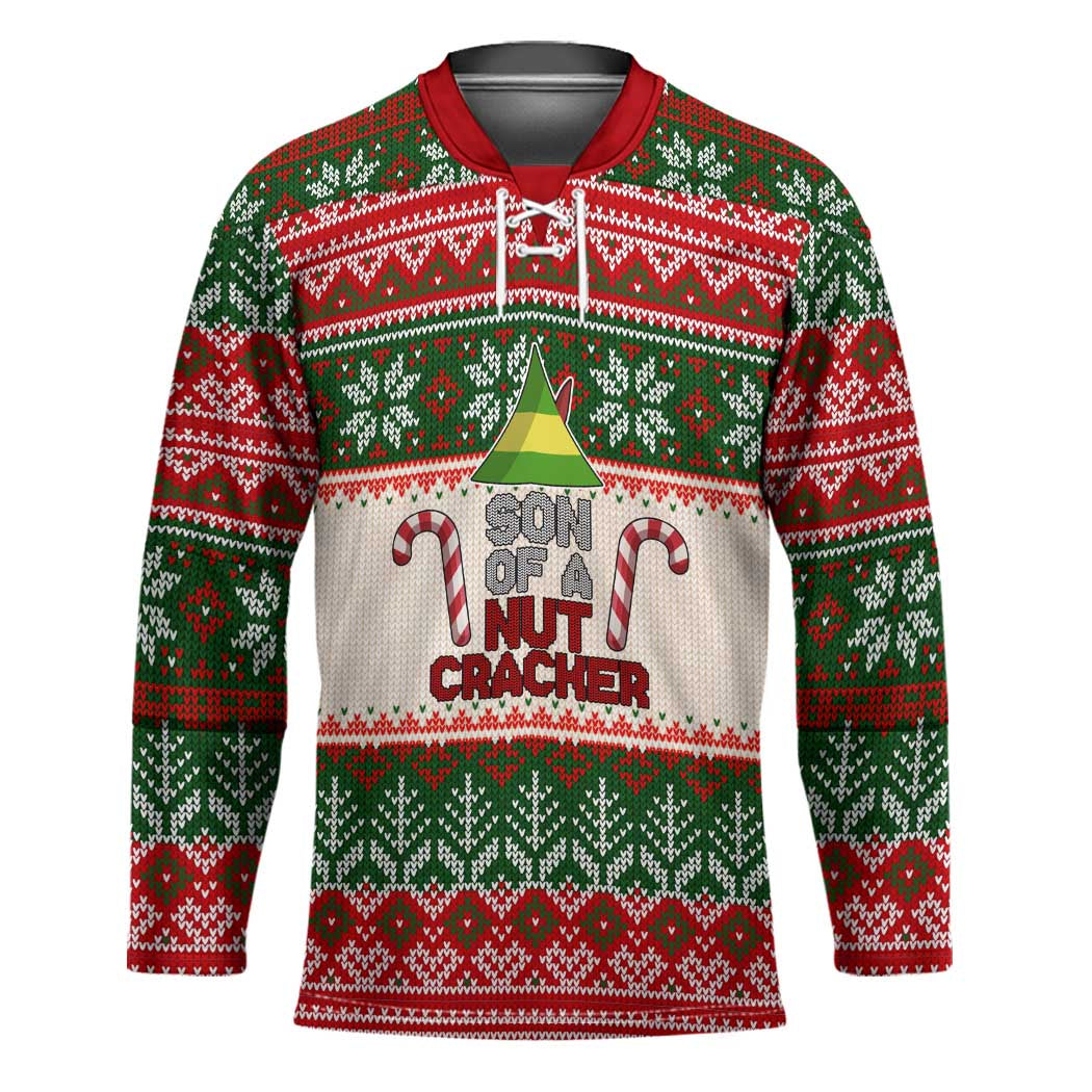 Son Of A Nut Cracker Christmas Hockey Jersey Xmas Holiday Patterns - Wonder Print Shop