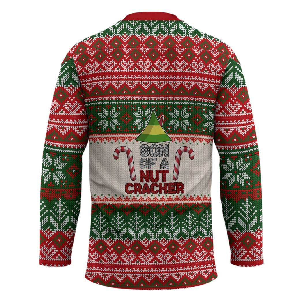 Son Of A Nut Cracker Christmas Hockey Jersey Xmas Holiday Patterns - Wonder Print Shop