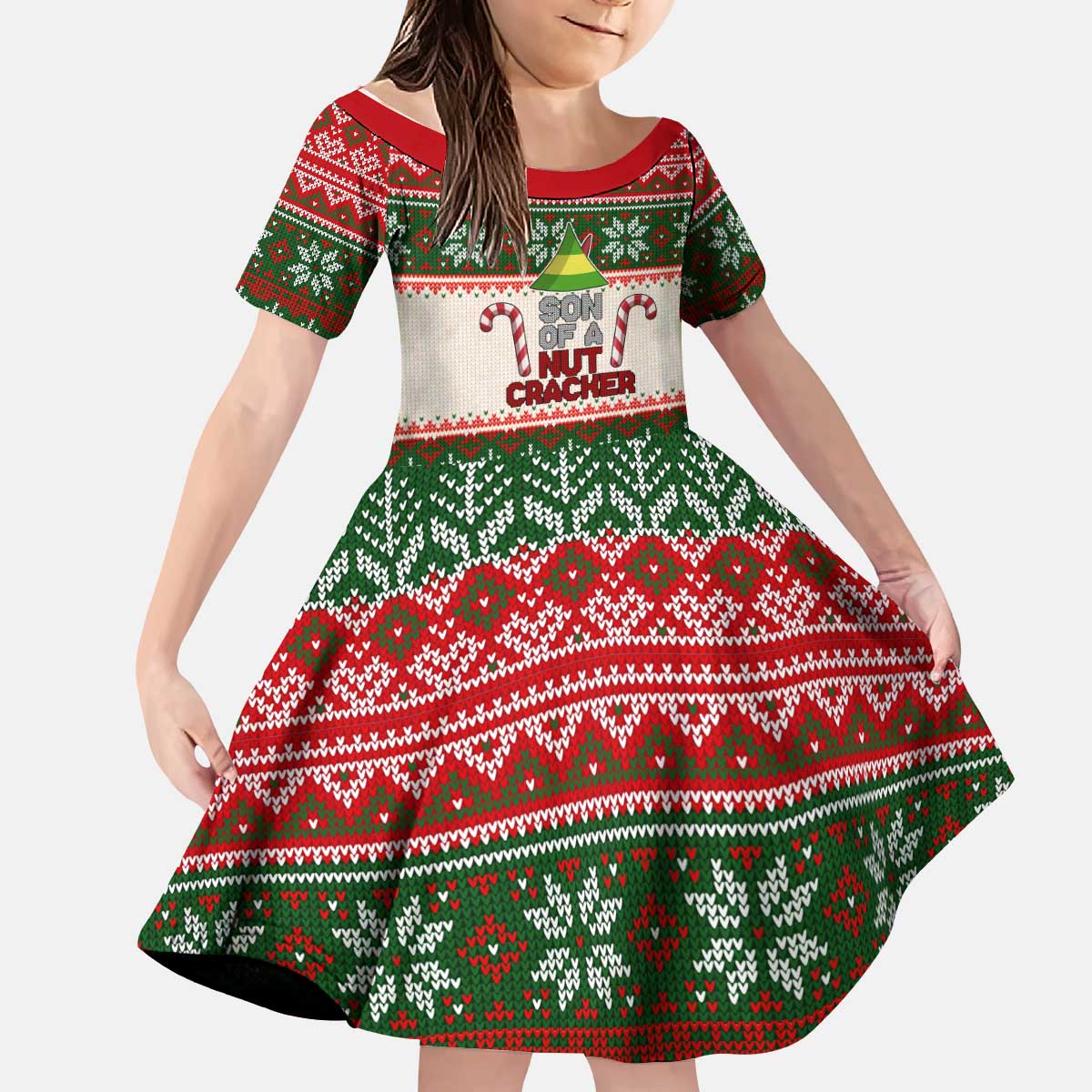 Son Of A Nut Cracker Christmas Kid Short Sleeve Dress Xmas Holiday Patterns - Wonder Print Shop