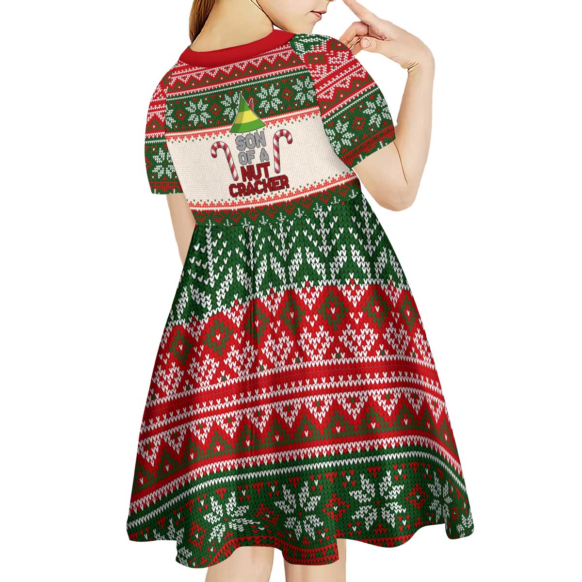 Son Of A Nut Cracker Christmas Kid Short Sleeve Dress Xmas Holiday Patterns - Wonder Print Shop