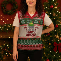 Son Of A Nut Cracker Christmas Knitted V-Neck Vest Xmas Holiday Patterns - Wonder Print Shop