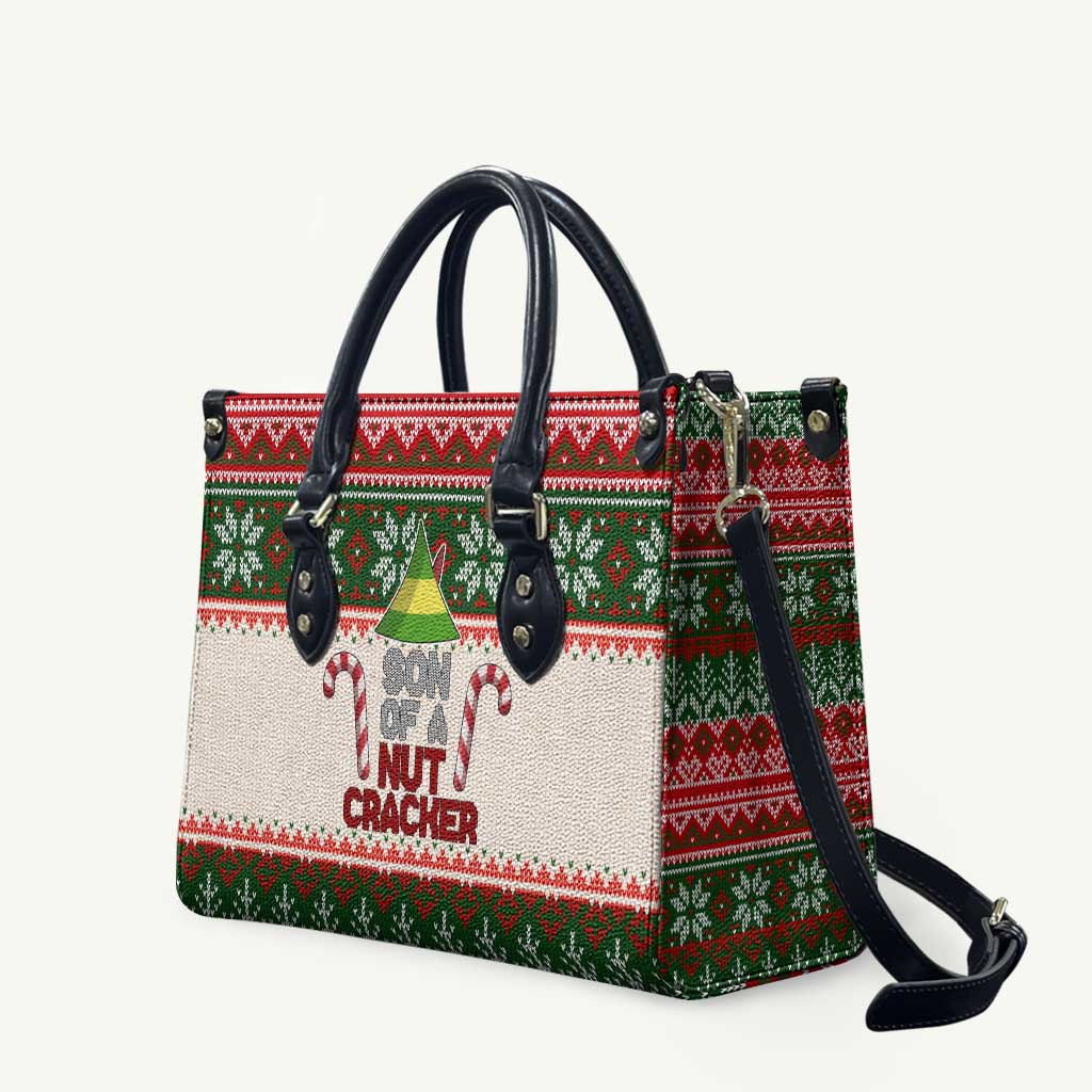 Son Of A Nut Cracker Christmas Leather Bag Xmas Holiday Patterns - Wonder Print Shop