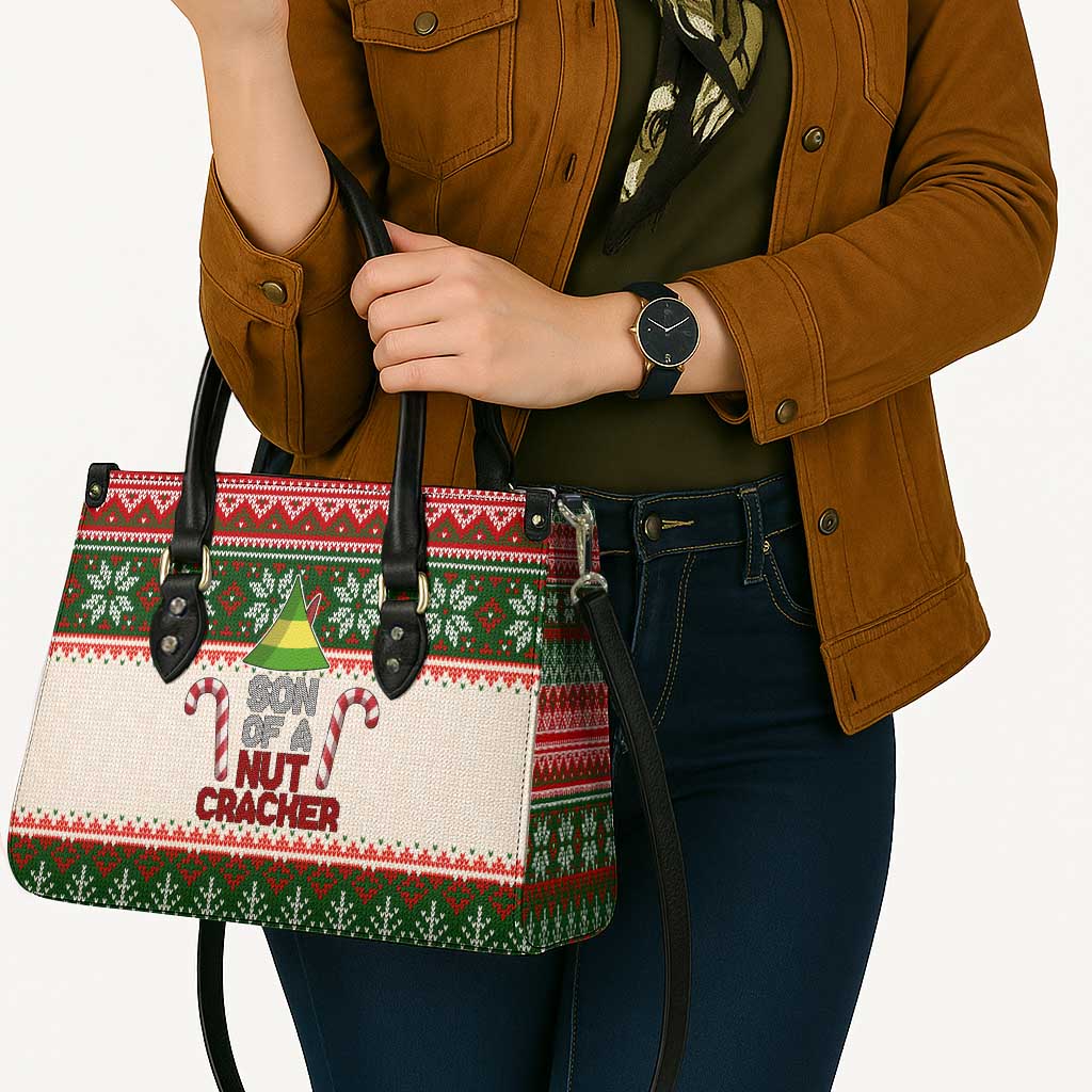 Son Of A Nut Cracker Christmas Leather Bag Xmas Holiday Patterns - Wonder Print Shop