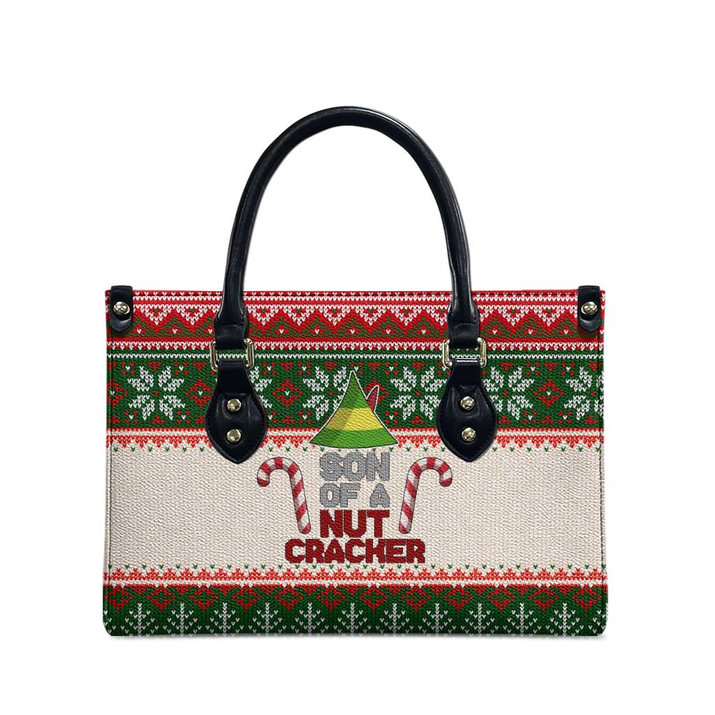 Son Of A Nut Cracker Christmas Leather Bag Xmas Holiday Patterns - Wonder Print Shop