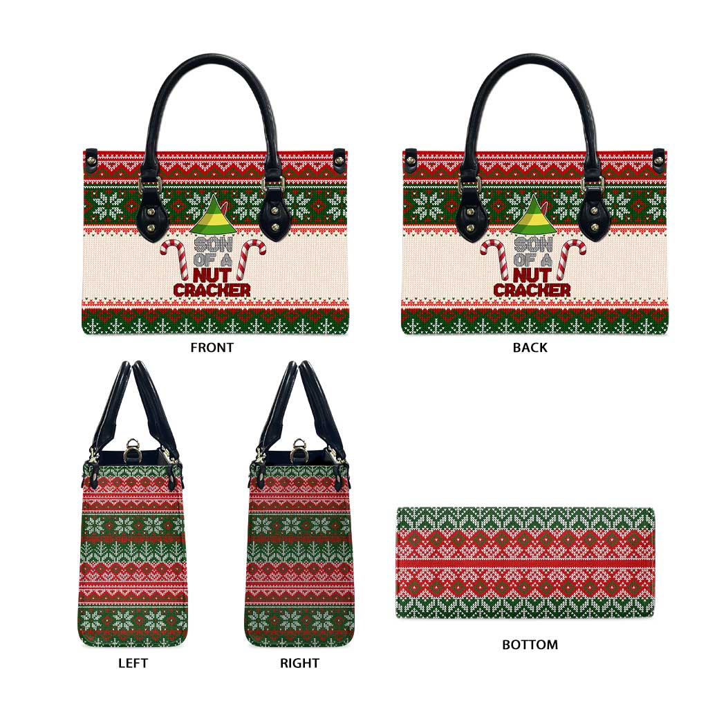 Son Of A Nut Cracker Christmas Leather Bag Xmas Holiday Patterns - Wonder Print Shop