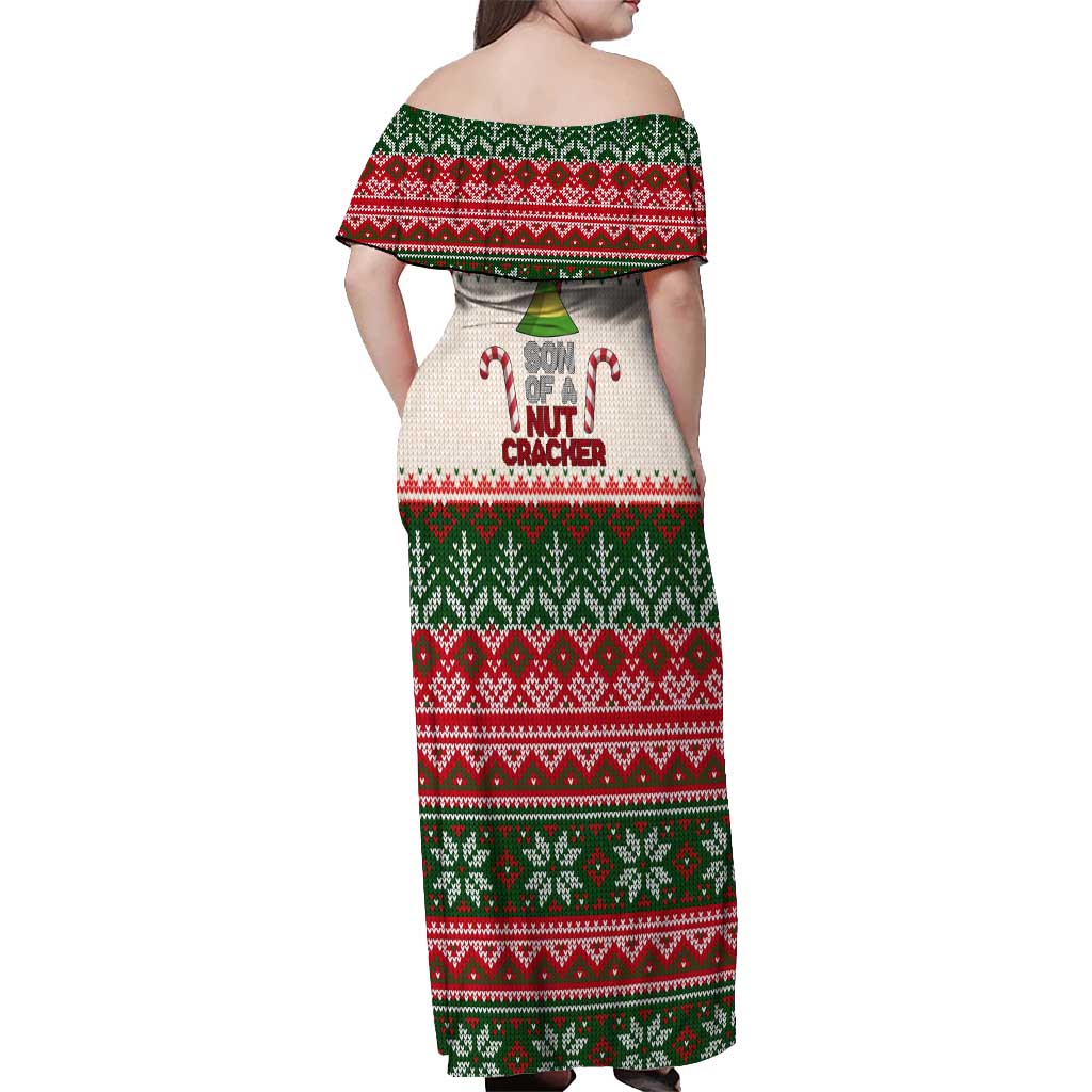 Son Of A Nut Cracker Christmas Off Shoulder Maxi Dress Xmas Holiday Patterns - Wonder Print Shop
