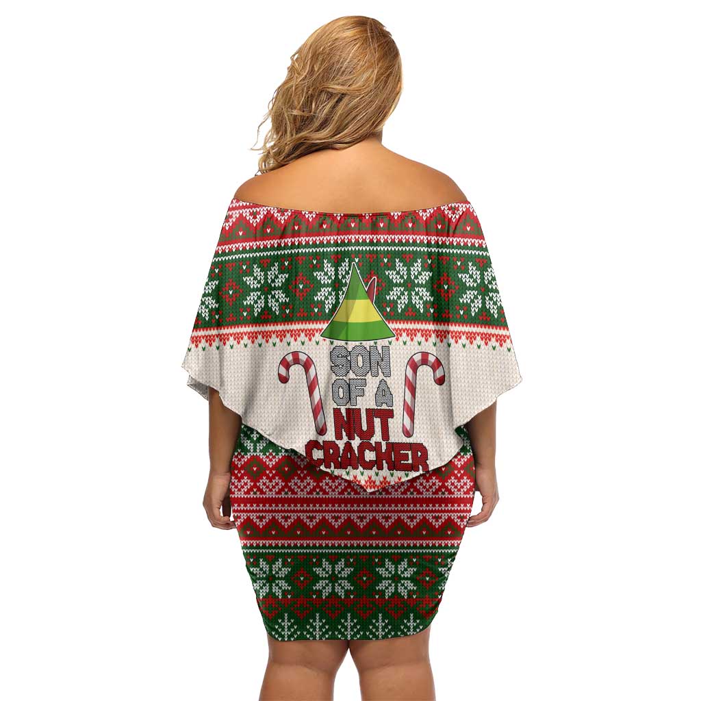 Son Of A Nut Cracker Christmas Off Shoulder Short Dress Xmas Holiday Patterns - Wonder Print Shop