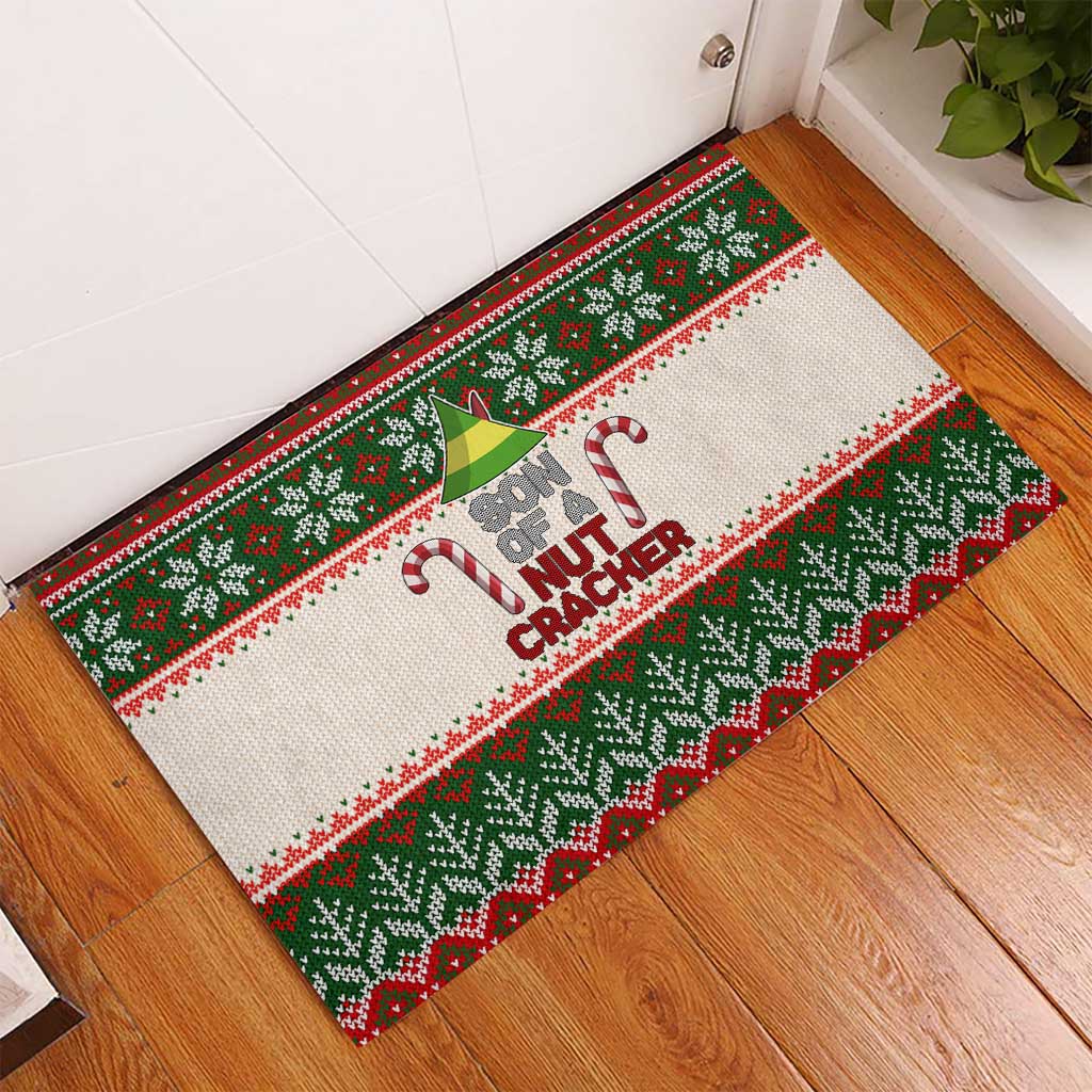 Son Of A Nut Cracker Christmas Rubber Doormat Xmas Holiday Patterns - Wonder Print Shop