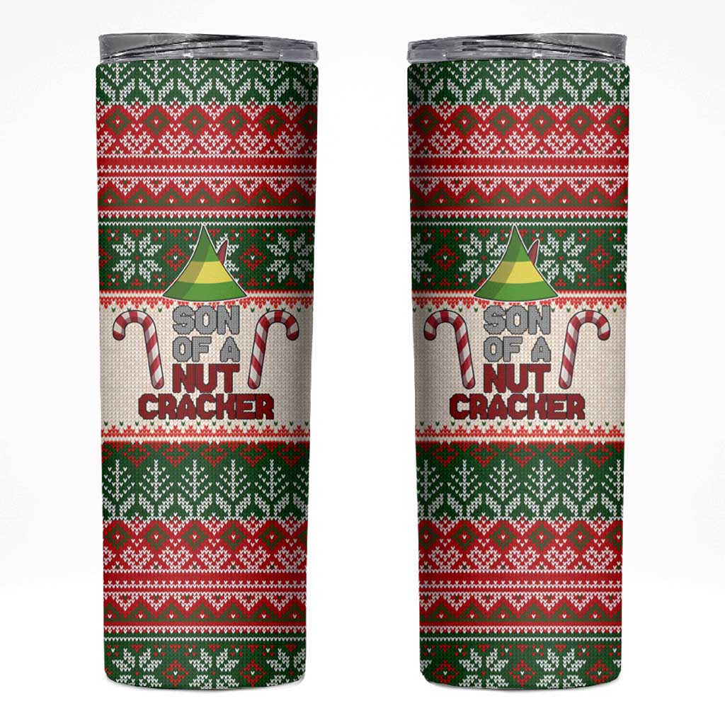 Son Of A Nut Cracker Christmas Skinny Tumbler Xmas Holiday Patterns - Wonder Print Shop