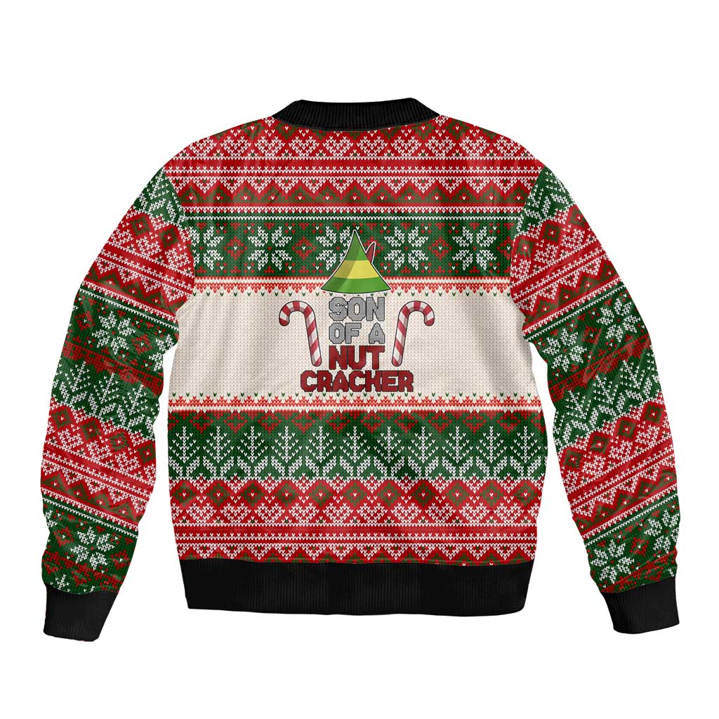 Son Of A Nut Cracker Christmas Sleeve Zip Bomber Jacket Xmas Holiday Patterns - Wonder Print Shop
