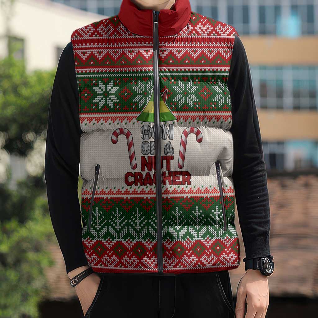 Son Of A Nut Cracker Christmas Sleeveless Puffer Jacket Xmas Holiday Patterns - Wonder Print Shop