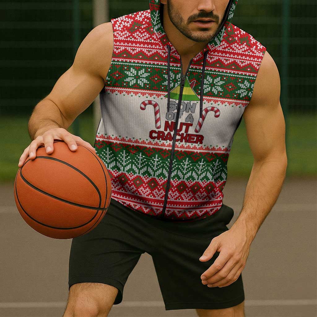 Son Of A Nut Cracker Christmas Sleeveless Zip Hoodie Xmas Holiday Patterns - Wonder Print Shop
