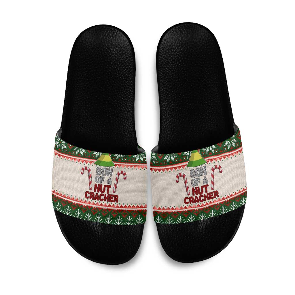 Son Of A Nut Cracker Christmas Slide Sandals Xmas Holiday Patterns - Wonder Print Shop