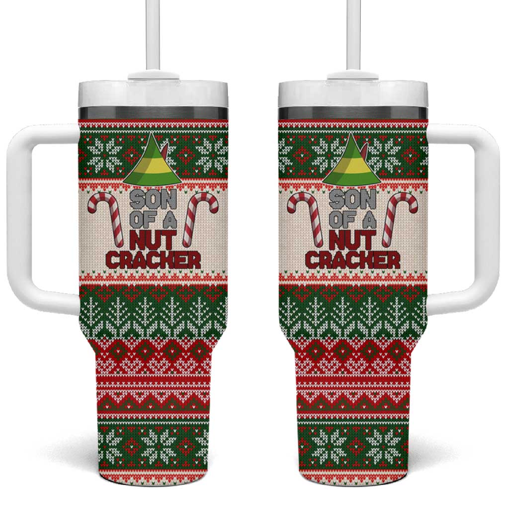Son Of A Nut Cracker Christmas Tumbler With Handle Xmas Holiday Patterns - Wonder Print Shop