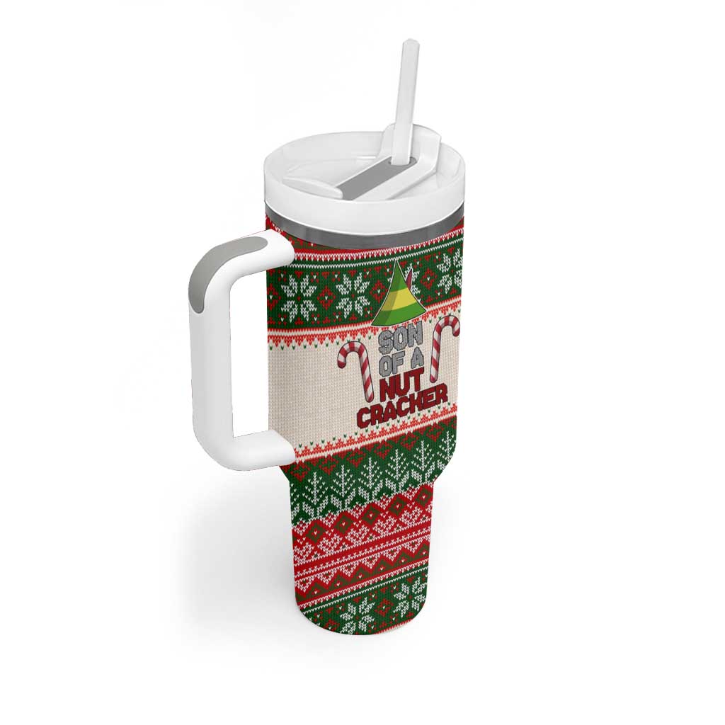 Son Of A Nut Cracker Christmas Tumbler With Handle Xmas Holiday Patterns - Wonder Print Shop