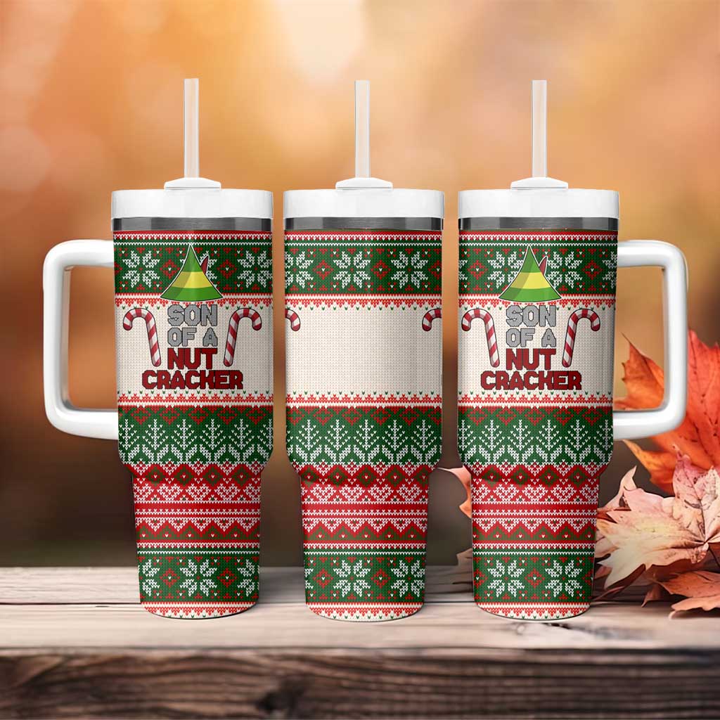 Son Of A Nut Cracker Christmas Tumbler With Handle Xmas Holiday Patterns - Wonder Print Shop