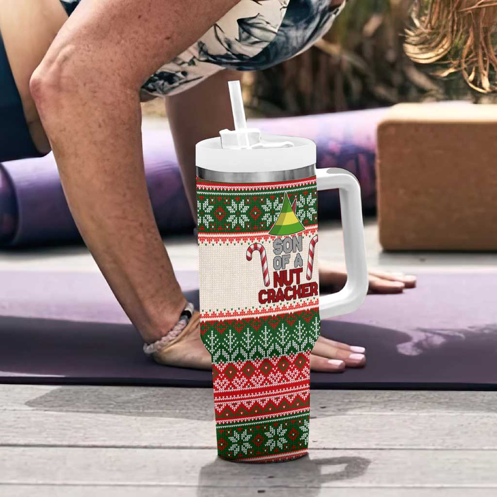Son Of A Nut Cracker Christmas Tumbler With Handle Xmas Holiday Patterns - Wonder Print Shop