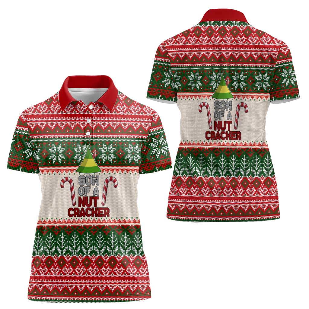 Son Of A Nut Cracker Christmas Women Polo Shirt Xmas Holiday Patterns - Wonder Print Shop