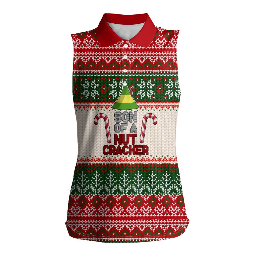 Son Of A Nut Cracker Christmas Women Sleeveless Polo Shirt Xmas Holiday Patterns - Wonder Print Shop