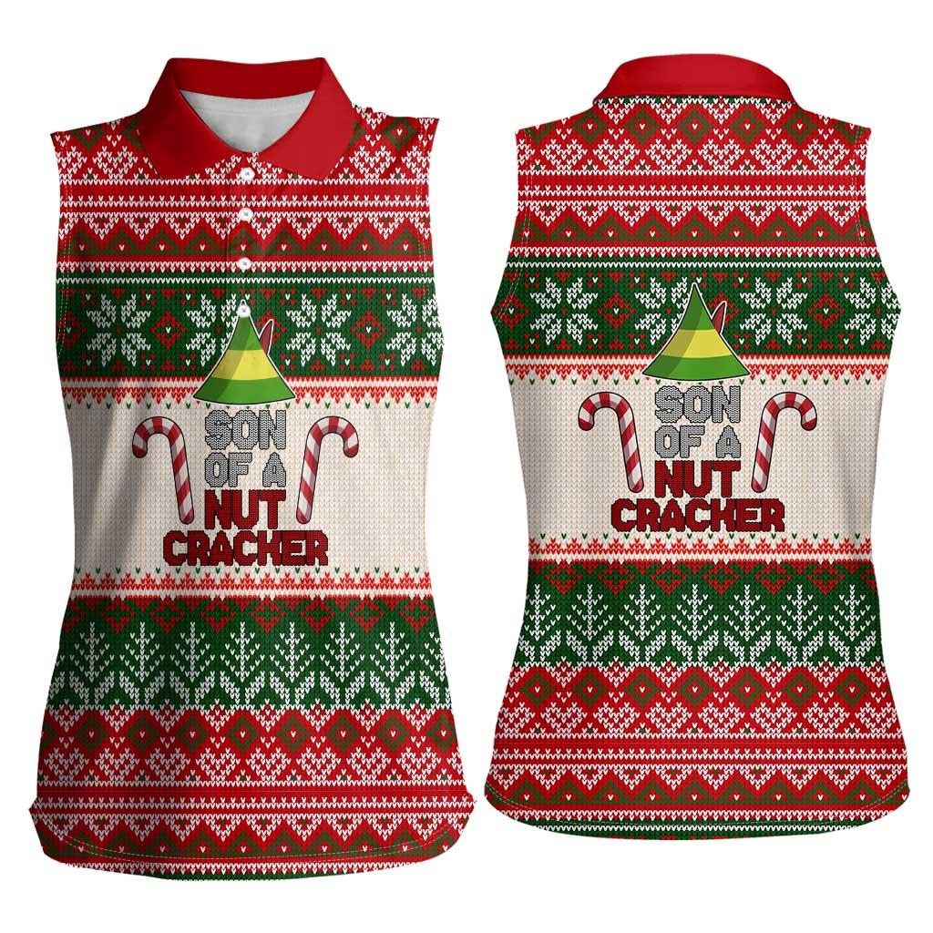 Son Of A Nut Cracker Christmas Women Sleeveless Polo Shirt Xmas Holiday Patterns - Wonder Print Shop