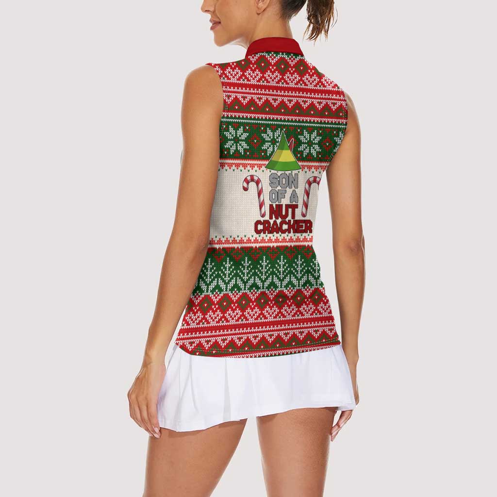 Son Of A Nut Cracker Christmas Women Sleeveless Polo Shirt Xmas Holiday Patterns - Wonder Print Shop