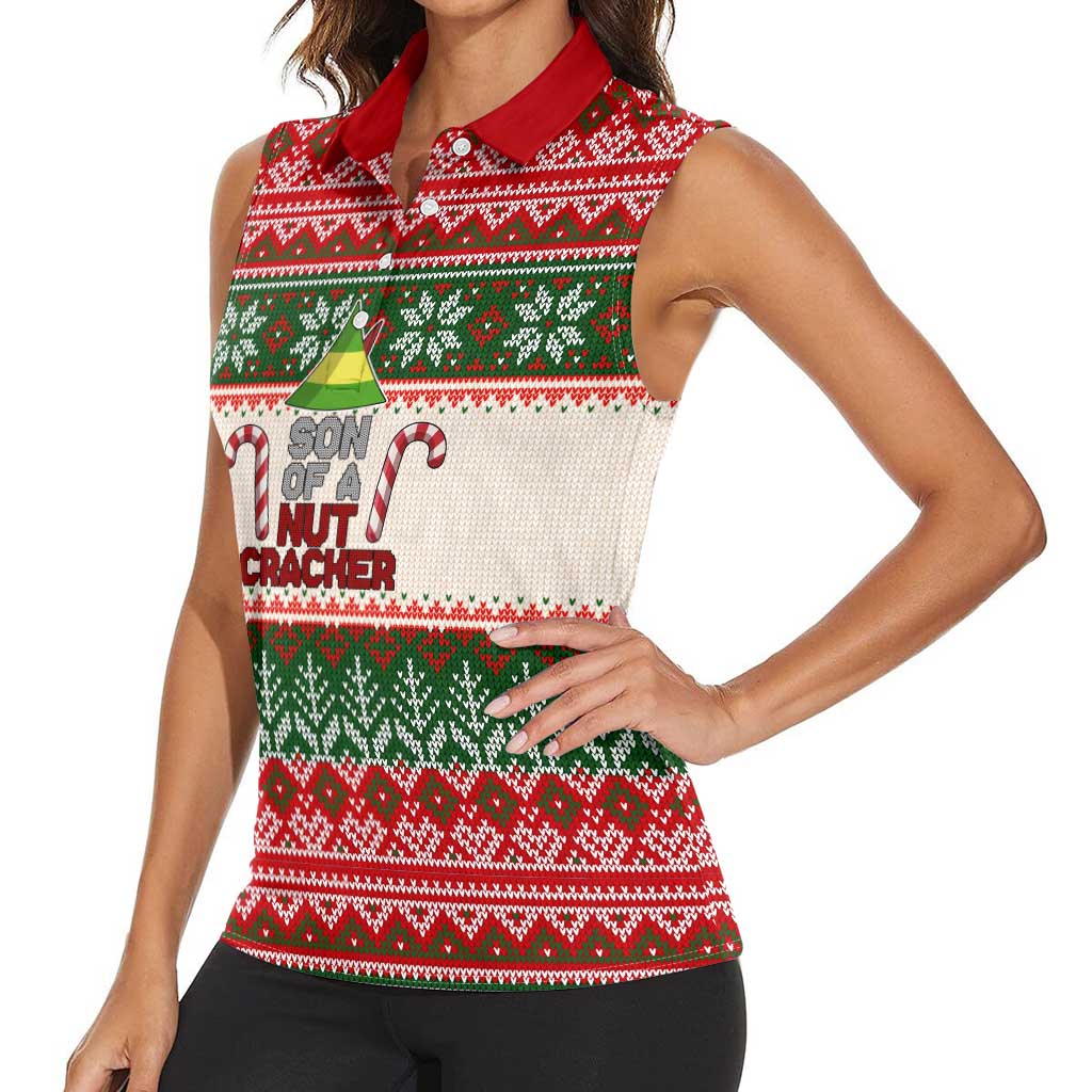 Son Of A Nut Cracker Christmas Women Sleeveless Polo Shirt Xmas Holiday Patterns - Wonder Print Shop