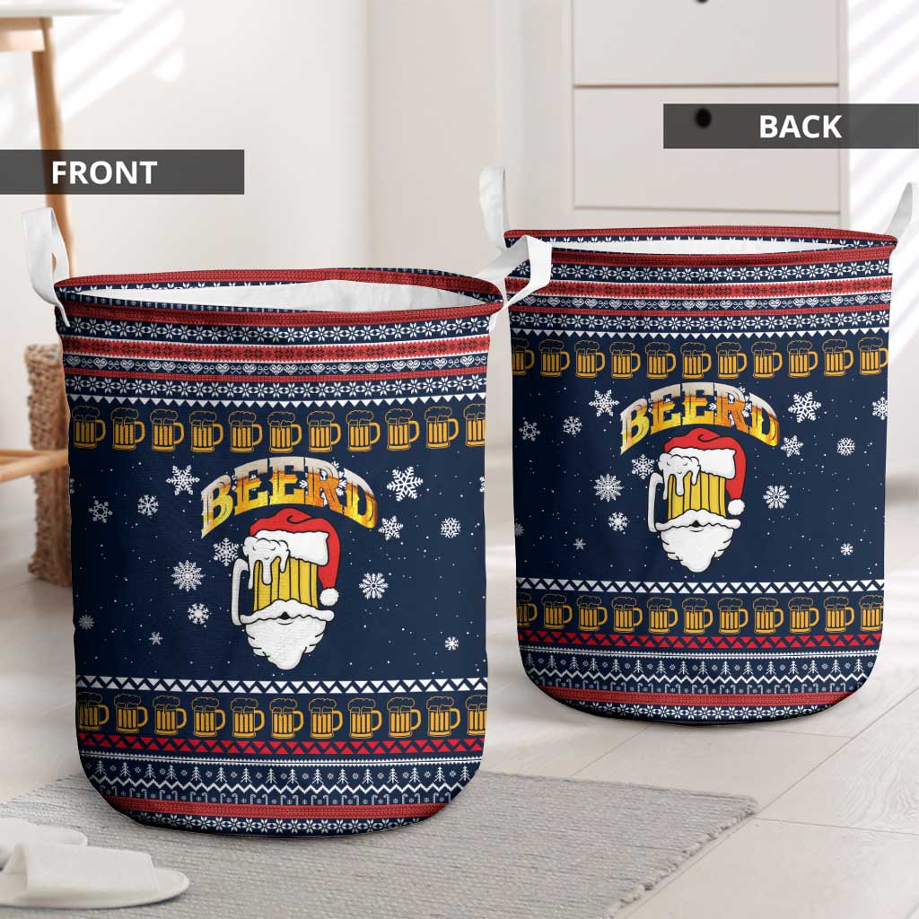 Santa Beerd Christmas Laundry Basket Xmas Holiday Patterns - Wonder Print Shop