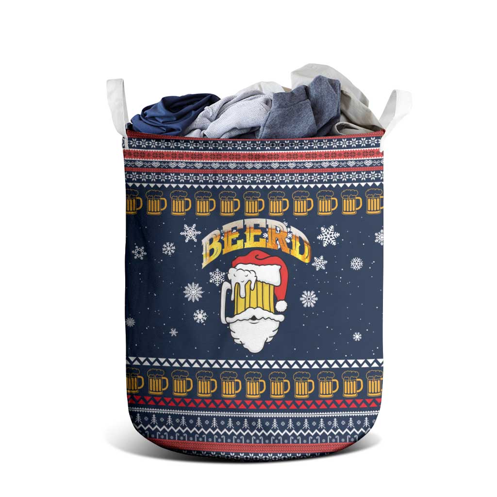 Santa Beerd Christmas Laundry Basket Xmas Holiday Patterns - Wonder Print Shop