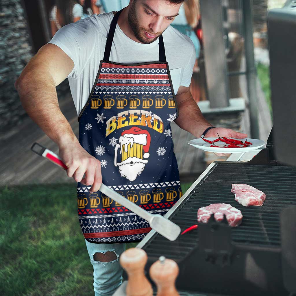 Santa Beerd Christmas Apron Xmas Holiday Patterns - Wonder Print Shop
