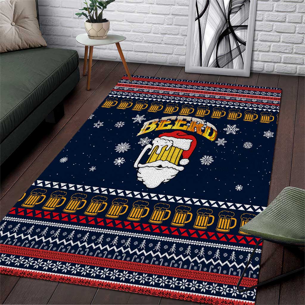Santa Beerd Christmas Area Rug Xmas Holiday Patterns - Wonder Print Shop