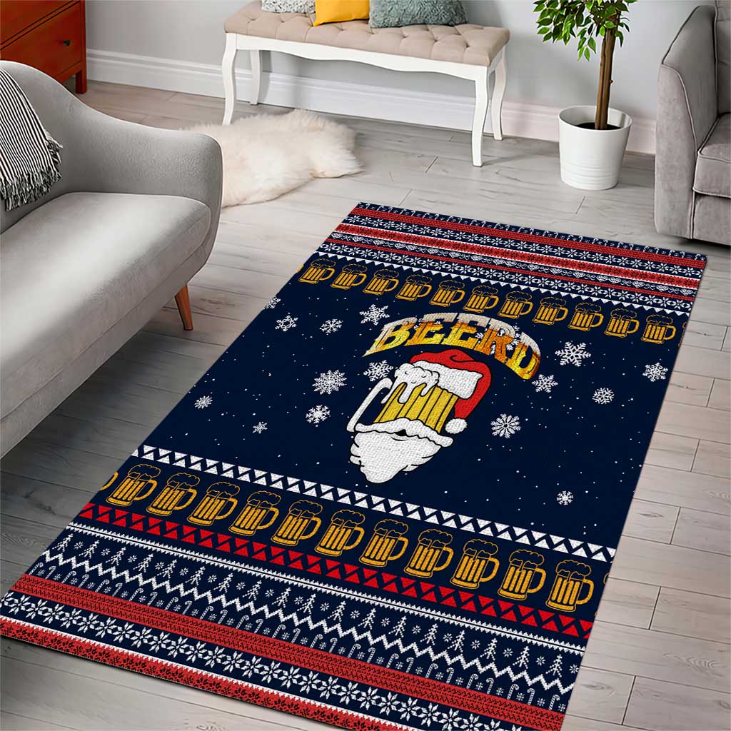 Santa Beerd Christmas Area Rug Xmas Holiday Patterns - Wonder Print Shop