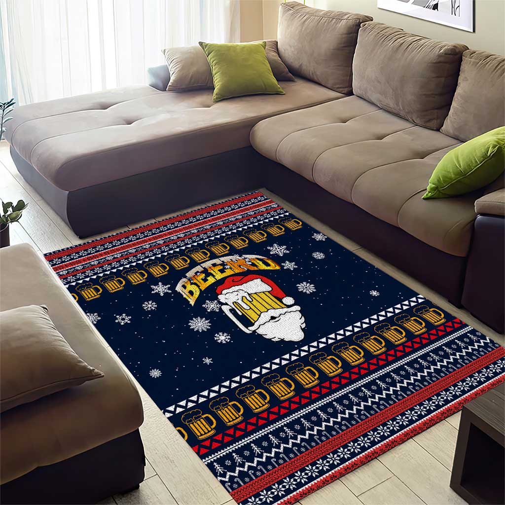 Santa Beerd Christmas Area Rug Xmas Holiday Patterns - Wonder Print Shop