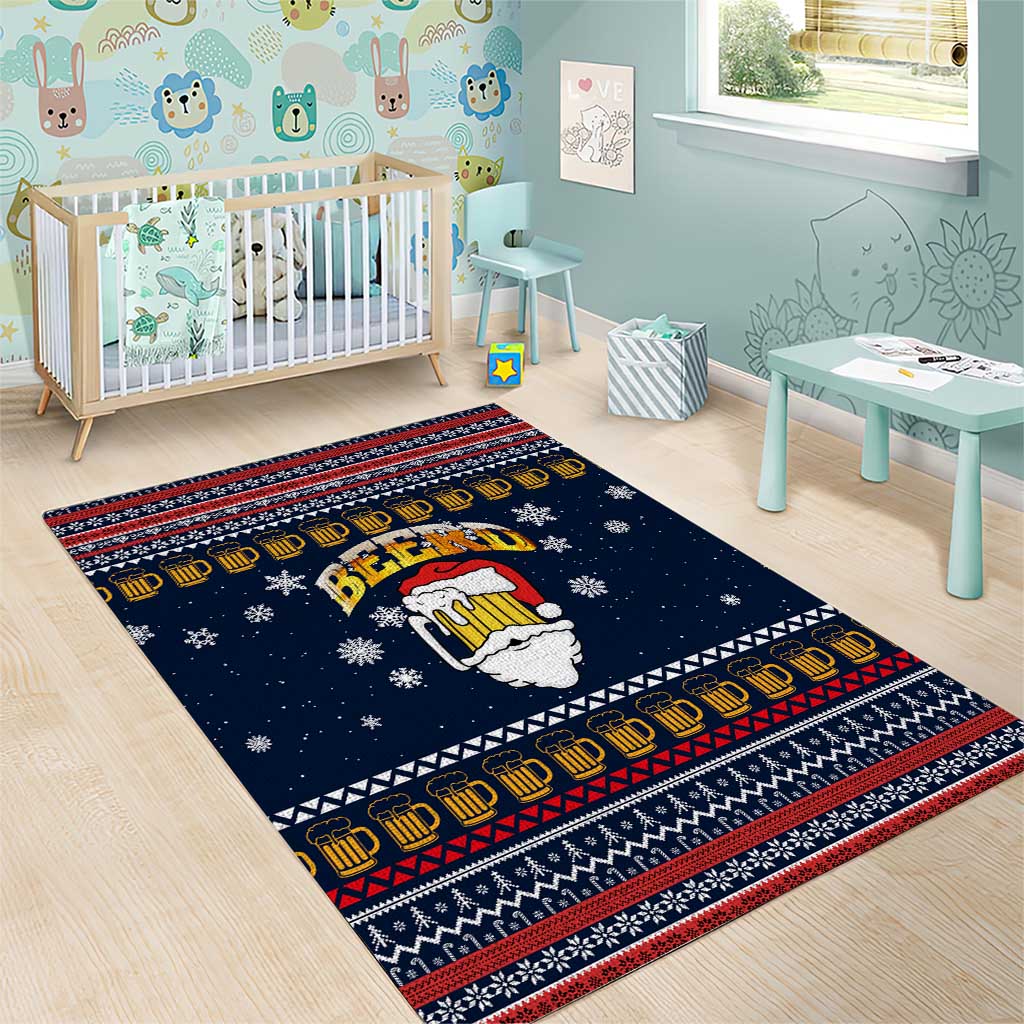 Santa Beerd Christmas Area Rug Xmas Holiday Patterns - Wonder Print Shop