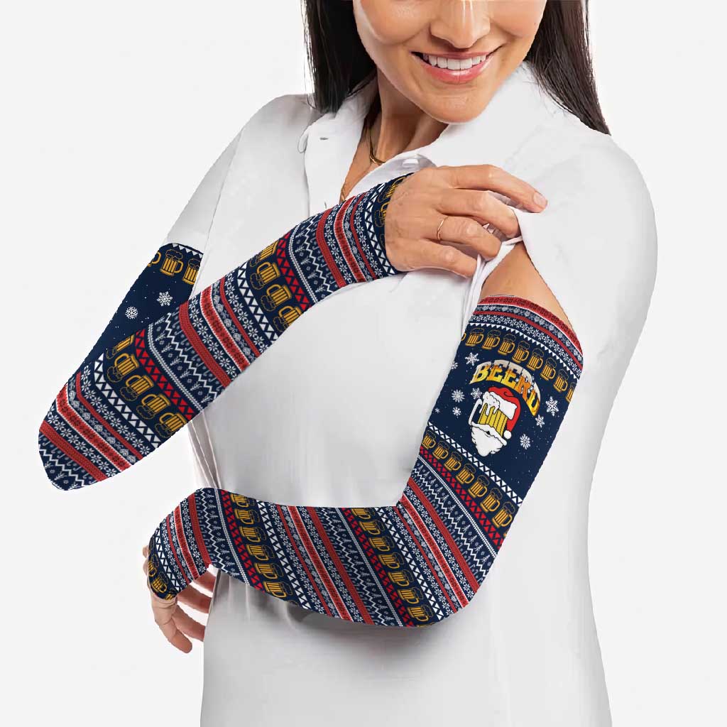 Santa Beerd Christmas Arm Sleeves Xmas Holiday Patterns - Wonder Print Shop