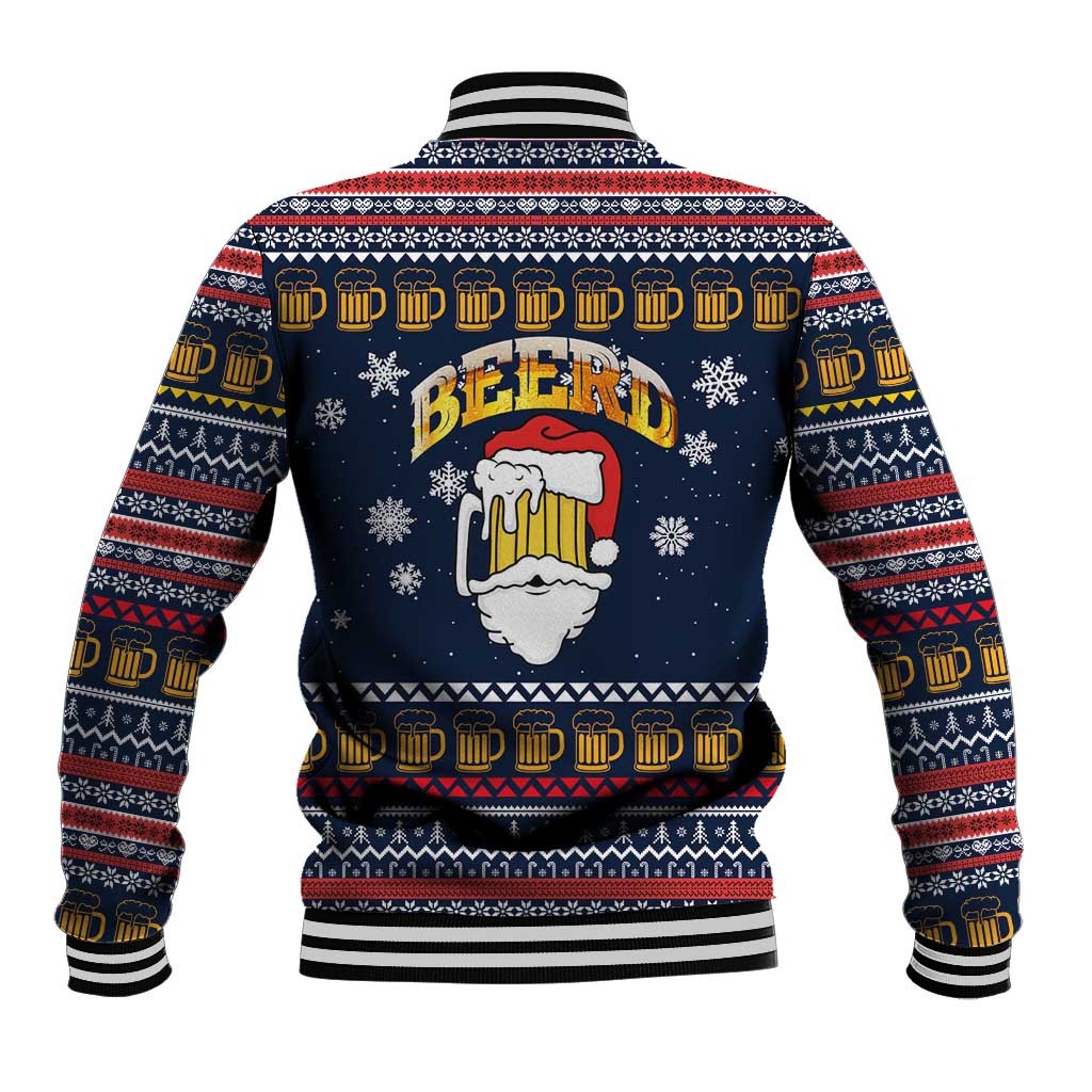 Santa Beerd Christmas Baseball Jacket Xmas Holiday Patterns - Wonder Print Shop